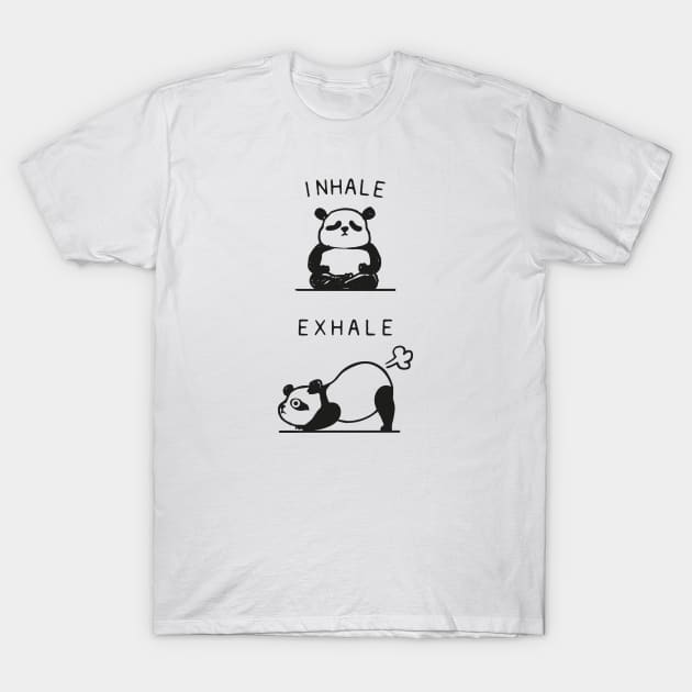 Inhale Exhale Panda T-Shirt by huebucket